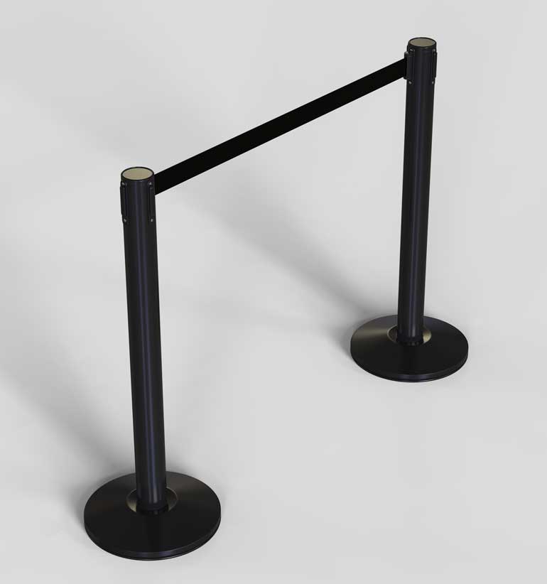 black retractable tensile barrier